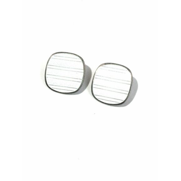 Aksel Holmsen Norway Sterling Enamel Square Clip On Earrings - Picture 2 of 10
